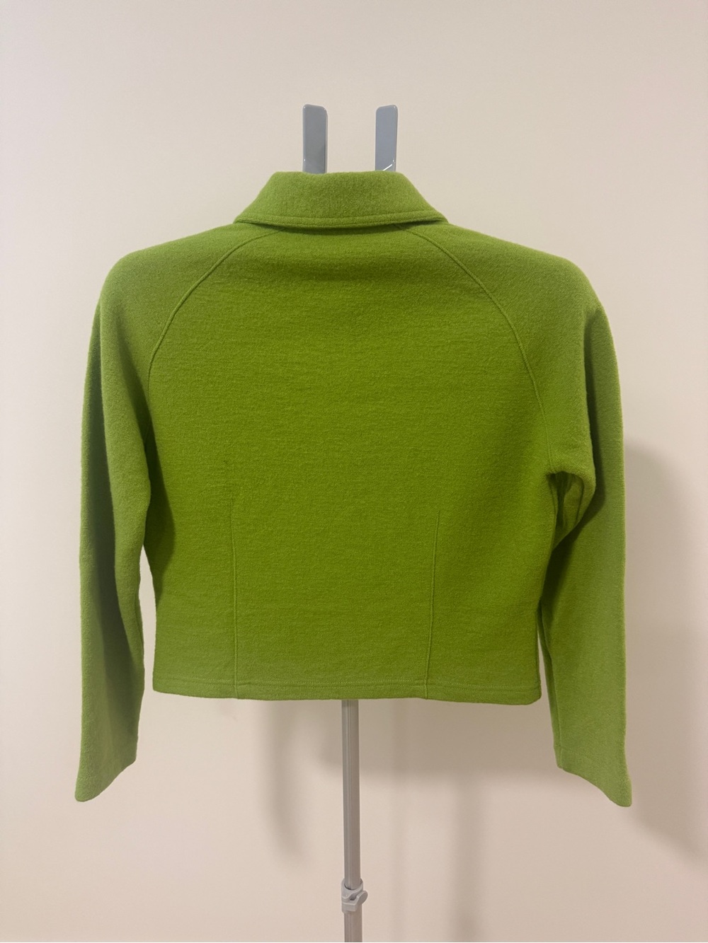 Emanuel Ungaro Liberte Lime Green Vintage 90s 100% Wool Cropped Shacket Jacket - Picture 2 of 9